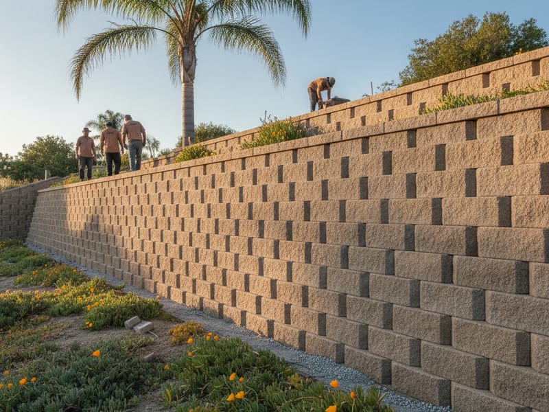 Segmental concrete block retaining wall